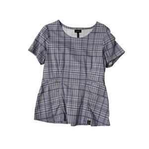 Jaanuu plaid scrub top w side zip nurse attire workwear medical preppy soft sz M